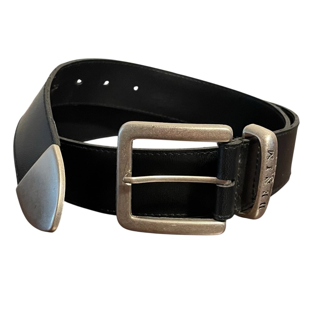 Denim Republic Men’s Black Belt with Silvertone Buckle & Tip